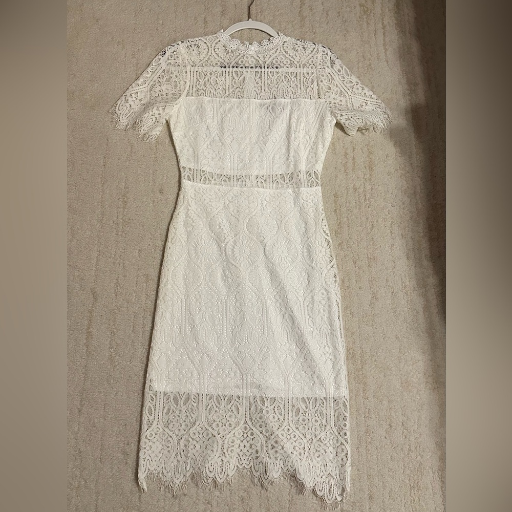 Lulu's Ivory Lace Midi Dress